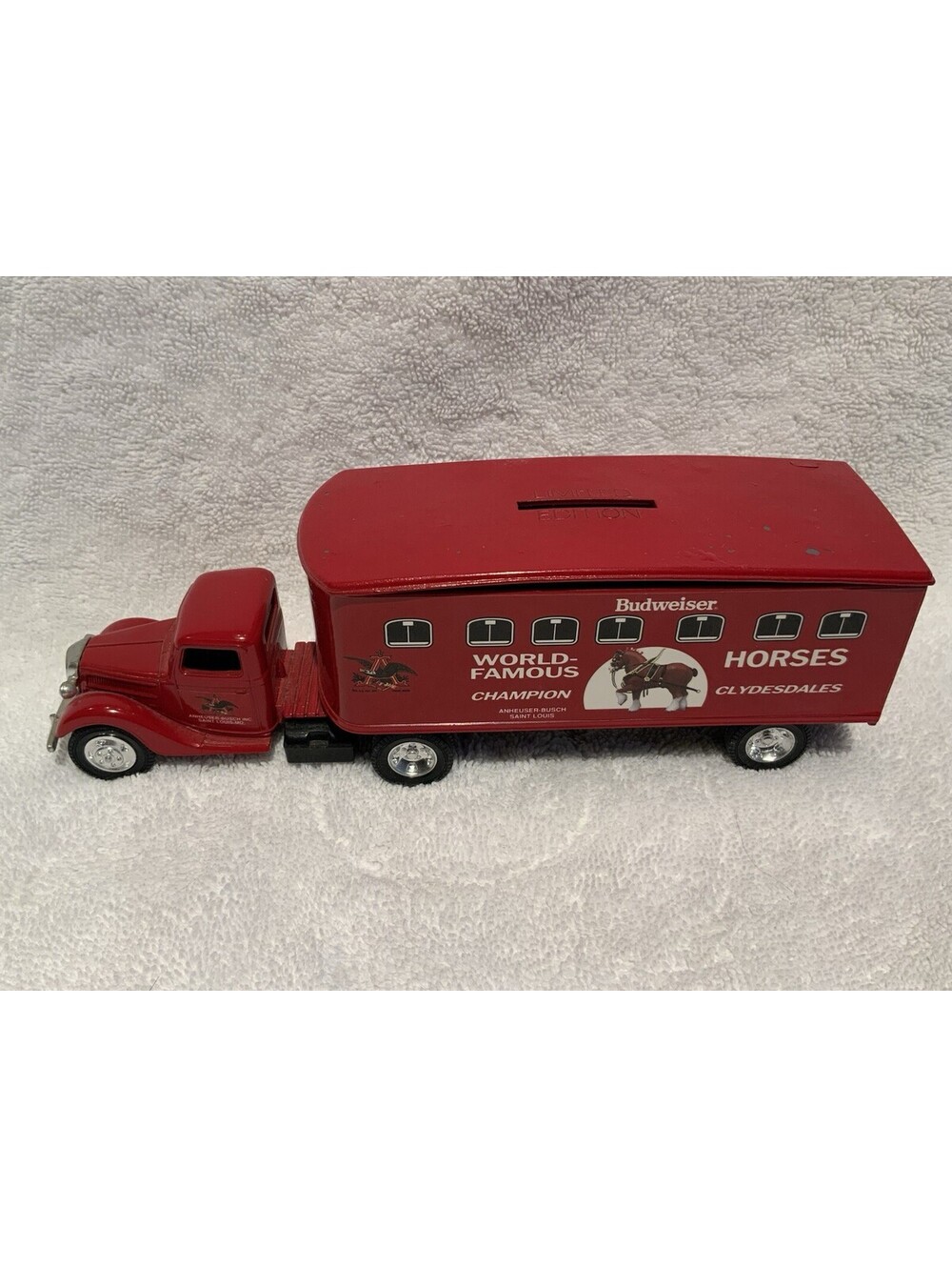Vintage Eritrean 1941 Anheuser-Busch Budweiser Clydesdales Tractor-Trailer Bank